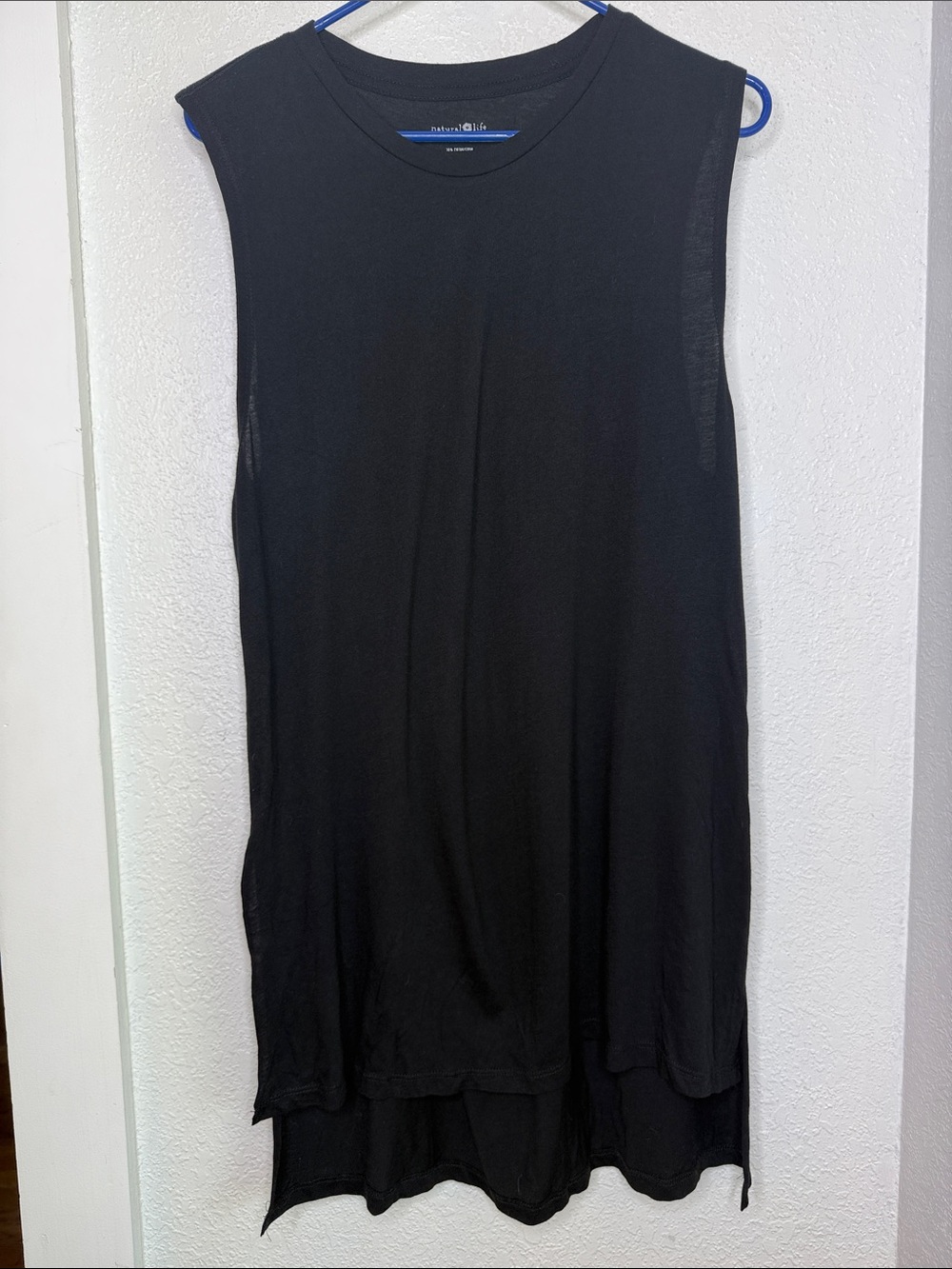 Natural Life Black High Low Hem Sleeveless Mini Dress Swim Cover Up size Large